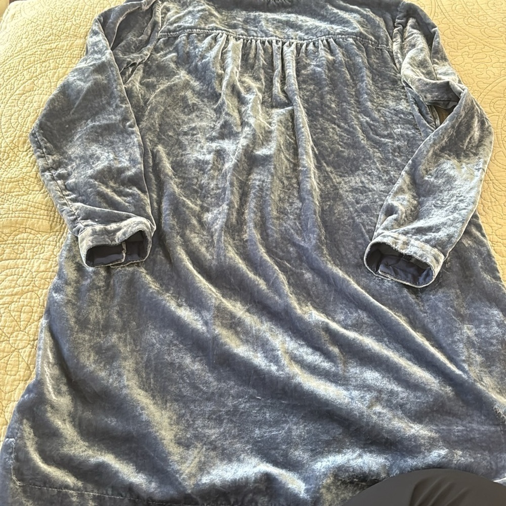 Anthropologie Slate Blue Melody Velvet Tunic Dress - Picture 13 of 14